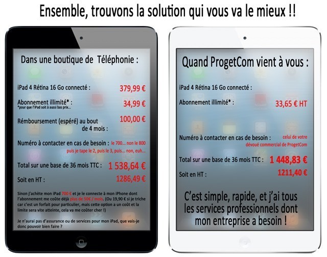 Petit Calcul Offre Progetcom exemple Apple iPad